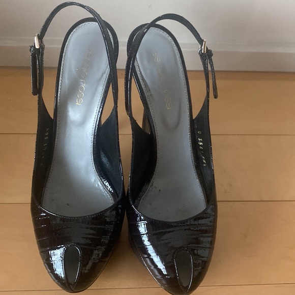 Sergio Rossi Peep Toe Sling Back Heels - Picture 3 of 6